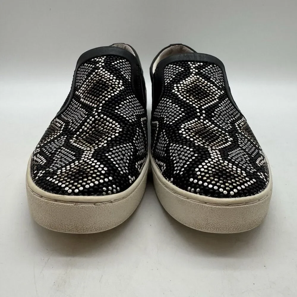 Michael Kors MK Leo Beaded Suede Loafers Women's 7.5M Black White Slip On Shoes